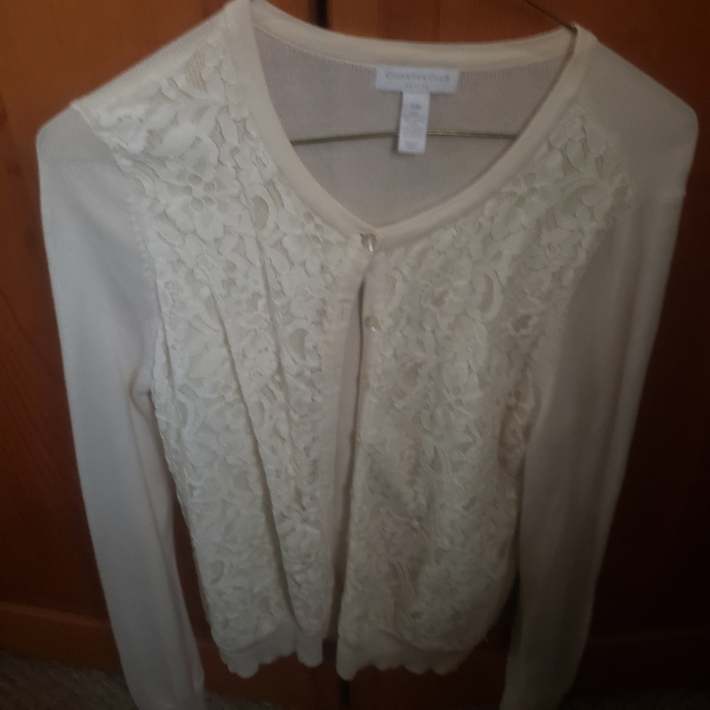 Charter Club | Petite Medium Lace Cardigan Sweater - Picture 3 of 4